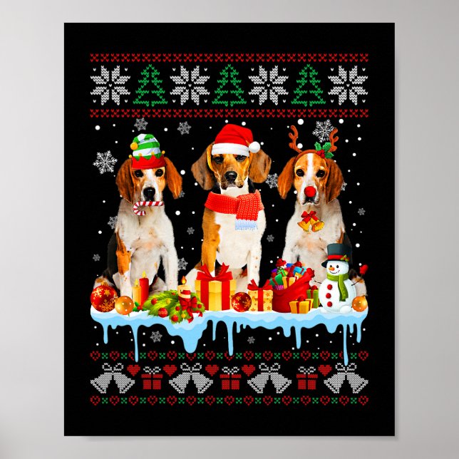 God jul Beagle Hund Santa Julafton Hund Costume 7 Poster (Framsidan)