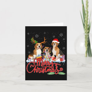 God jul Beagle Hund Santa Reindeer Light Xm Kort
