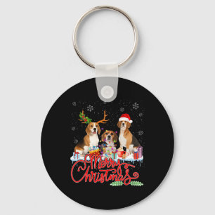 God jul Beagle Hund Santa Reindeer Light Xm Nyckelring