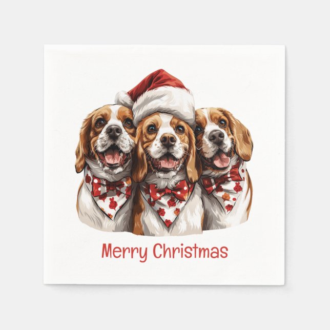 God jul Beagle Hundar Pappersservett (Framsidan)