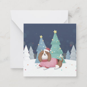 God jul: Beagle Illustration Art Anteckningskort
