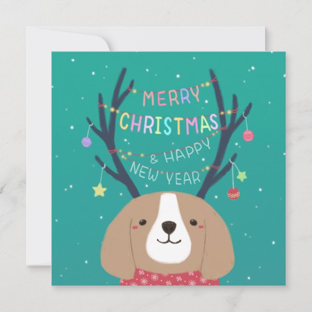 God jul: Beagle Illustration Art Inbjudningar (Framsida)