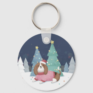 God jul: Beagle Illustration Art Nyckelring