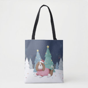 God jul: Beagle Illustration Art Tygkasse