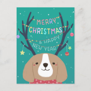 God jul: Beagle Illustration Art Vykort