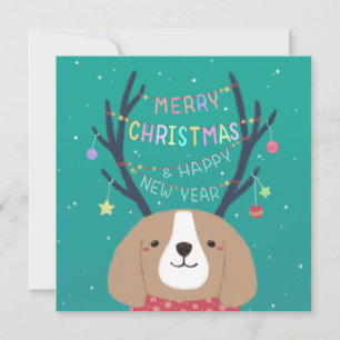 God Jul: Beagle Illustration Konst Julkort