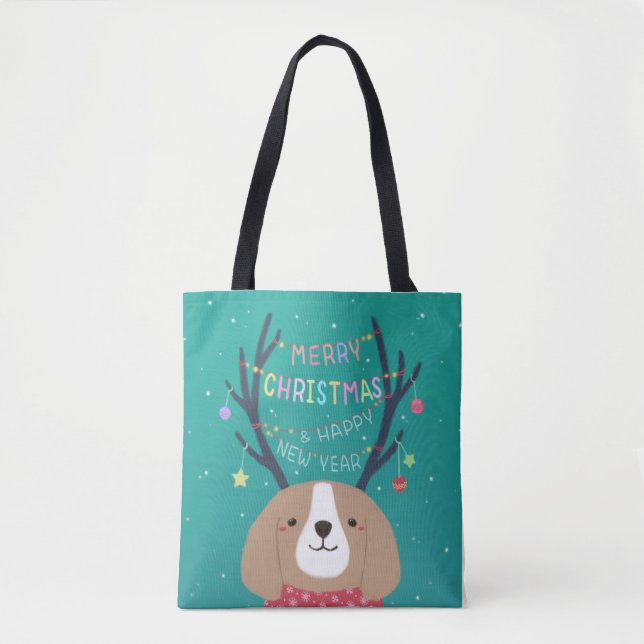 God Jul: Beagle Illustration Konst Tygkasse (Framsida)