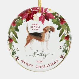 god jul Beagle | Lägg till foto till Hund Julgransprydnad Keramik