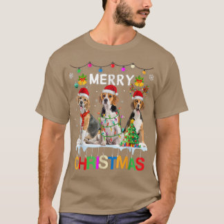 God jul Beagle Santa Hat Funny Julafton Ljus T Shirt