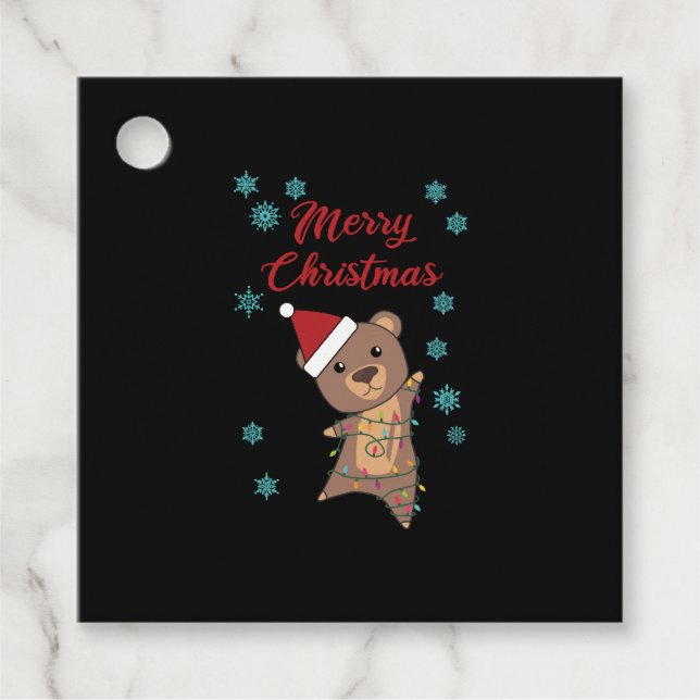God jul Bear Snö Winter Bear Teddy Gåvor Etiketter (Framsida)