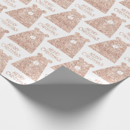 God jul Bear White Rosa ros Guld Glitter Presentpapper