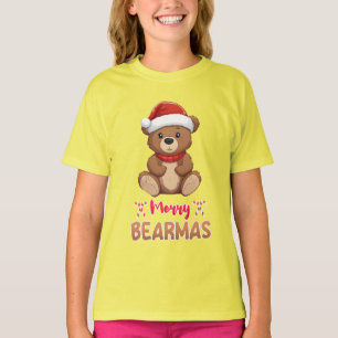 God jul Bearmas Cute Djurälskare Santa Hat T Shirt