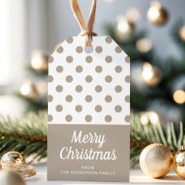 God jul Beige Brown Taupe Polka dots Presentetikett