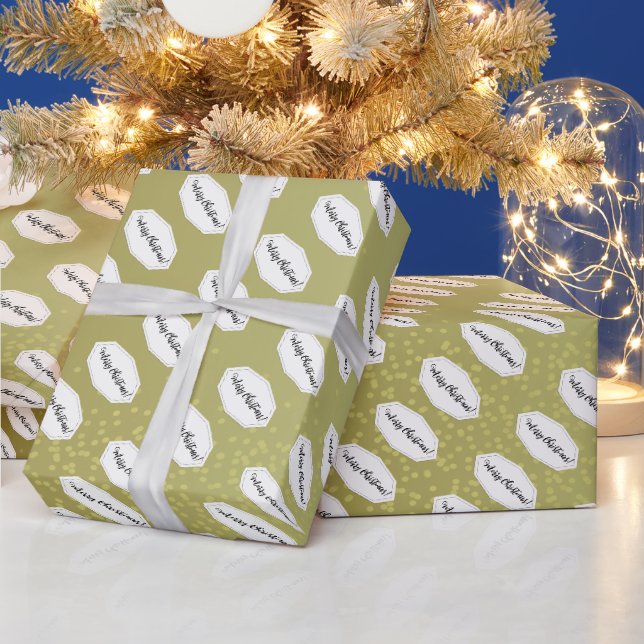 God Jul Beige Och Vit Glitter Presentpapper (Helgdagar)
