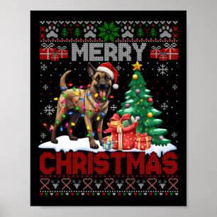 God jul belgisk Malinois Hund älskare ugly Xm Poster