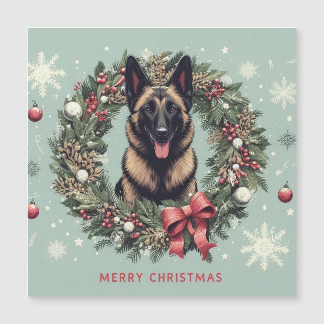 God jul belgisk Malinois Hund Julafton (Framsida)