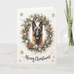 God jul belgisk Malinois Hund Julafton Helgkort