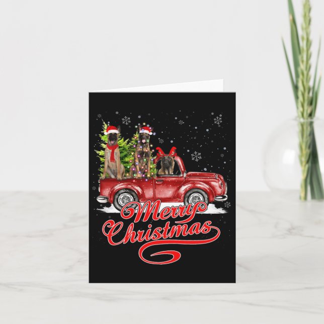 God jul belgisk Malinois Santa Reindeer Re Kort (Framsida)