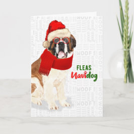 God jul Bernard Hund Fleas NaviDOG Helgkort