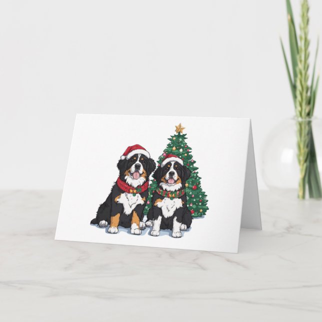 God Jul Berner Sennenhundar Helgkort (Framsida)