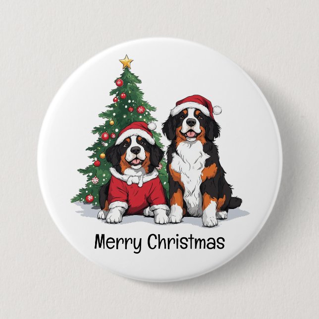 God Jul Berner Sennenhundar Knapp (Framsida)