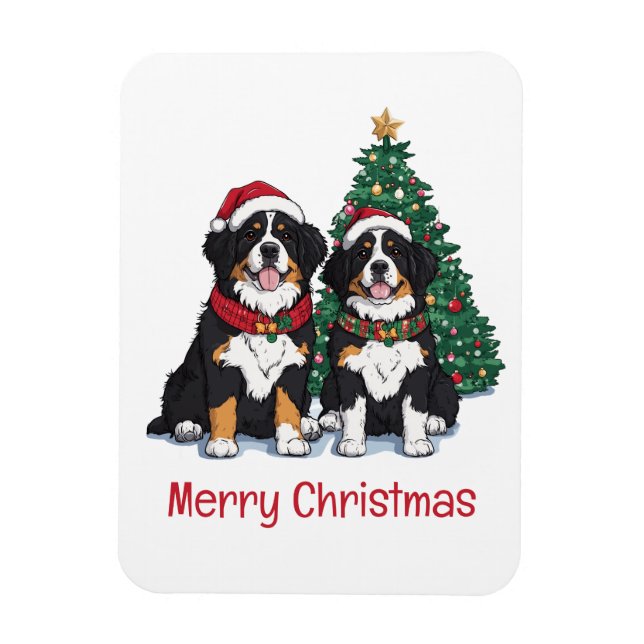 God Jul Berner Sennenhundar Magnet (Vertikal)