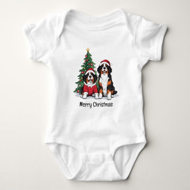 God jul Berner Sennenhundar T Shirt (Framsida)