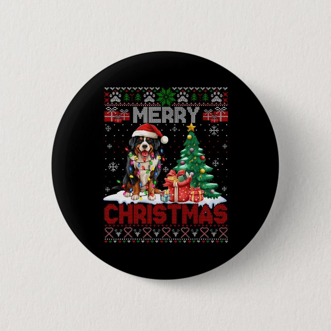 God jul Bernese Mountain Hund älskare ugly Xm Knapp (Framsida)