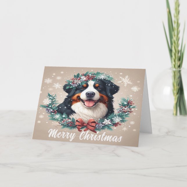 God jul Bernese Mountain Hund Hund Julafton Helgkort (Framsida)