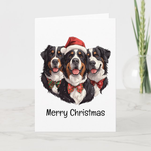 God jul Bernese Mountain Hundar Helgkort (Framsida)