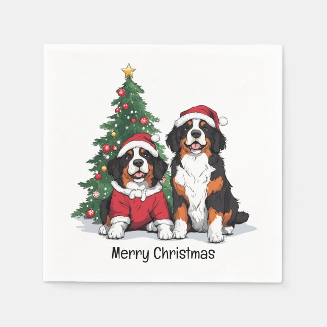 God jul Bernese Mountain Hundar Pappersservett (Framsidan)