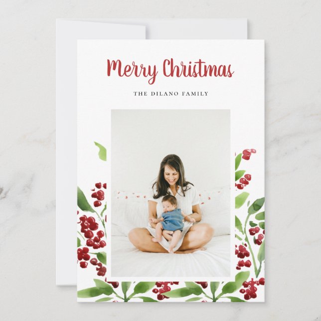 God jul Berry Botanical Photo Julkort (Framsida)