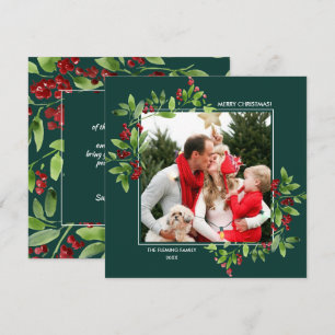 God Jul. Berry Grenar Flat Fotokort Inbjudningar