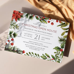 God jul Berry Mistletoe Helgdag Open House Inbjudan Vykort