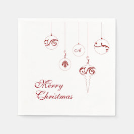 God jul Berry Red Monogram Bauble Square Pappersservett