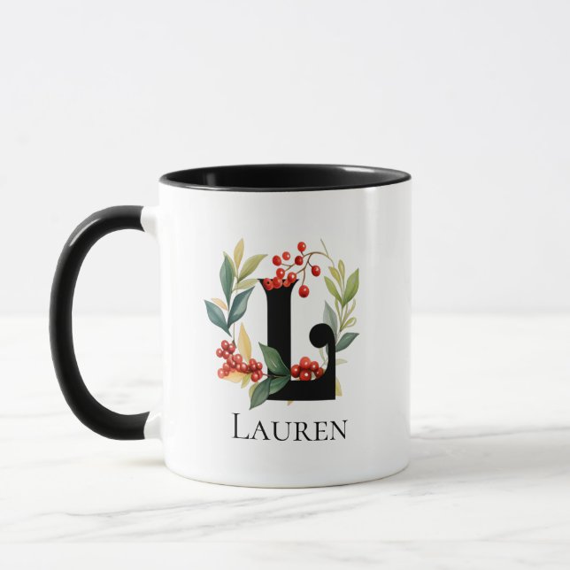 God jul, berry Wandekrans Monogram Brev L Mugg (Vänster)
