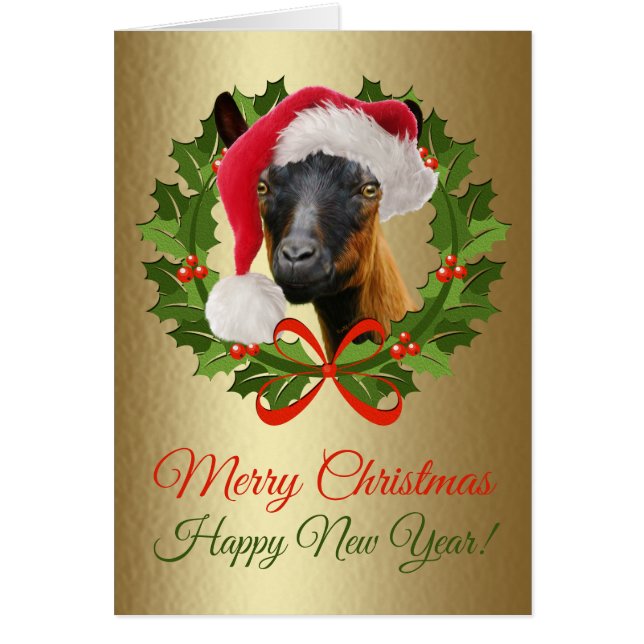 God jul BeSnyOberhasli Goat Art Hälsningskort (Framsidan)