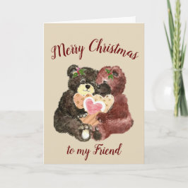 God jul Best Friend Cute Nalle Hugs Helgkort