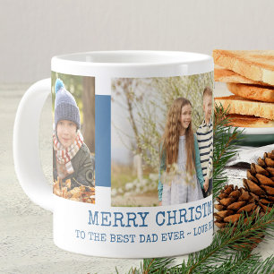 God jul Best Pappa - 3 fotoblå Jumbo Mugg