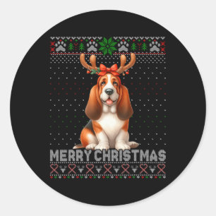 God jul Bet Hound Hundälskares Ugly Julafton Swe Runt Klistermärke