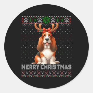 God jul Bet Hound Hundälskares Ugly Julafton Swe Runt Klistermärke