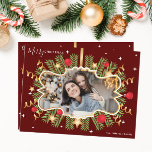 God jul Bevackra Red Guld fotoutandning av foto Vykort