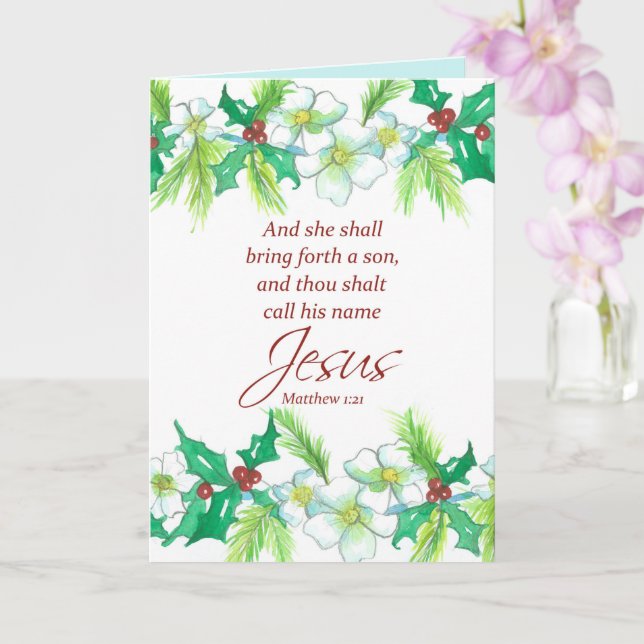 God jul Bible Verse Matthew Religiösa Kort (Orkide)