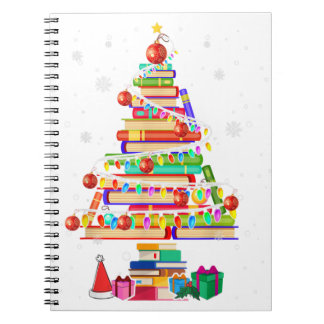 God jul bibliotek träd bok älskare libra anteckningsbok