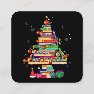 God Jul Biblioteksgran Fyrkantigt Visitkort