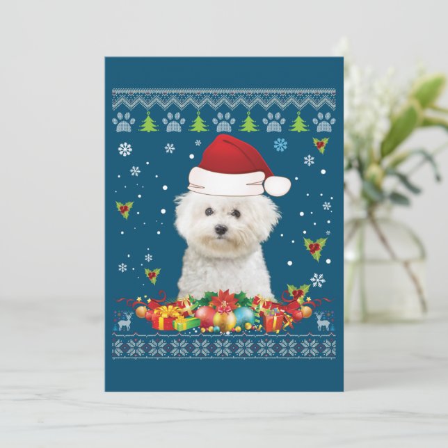 God Jul Bichons Frise Hund Fula Tröjor  Julkort (Stående Fram)