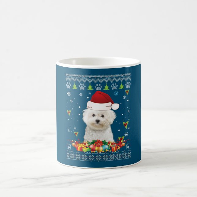 God jul Bichons Frise Hund Ugly Sweater Kaffemugg (Center)