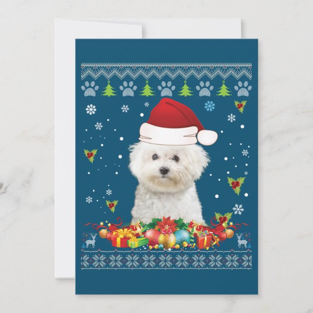 God jul Bichons Frise Hund Ugly Sweater Tack Kort (Framsida)