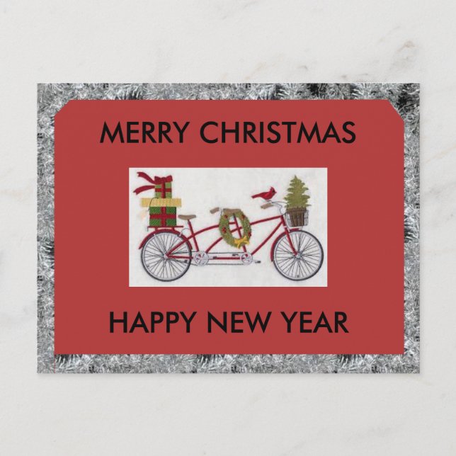 GOD JUL BICYCLE POSTCARD HELG VYKORT (Framsida)