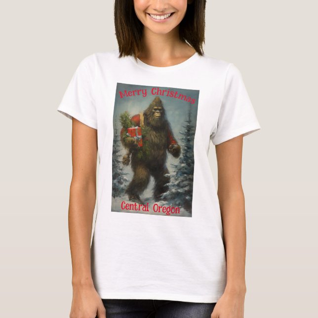 God jul Bigfoot Central Oregon T Shirt (Framsida)